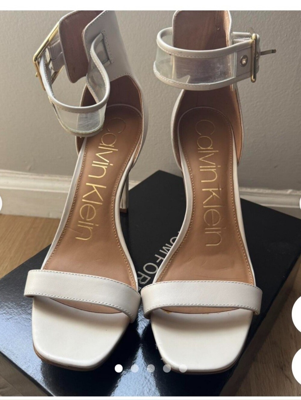 Calvin Klein Sand(cream) Ankle-Strap Heeled Sandals